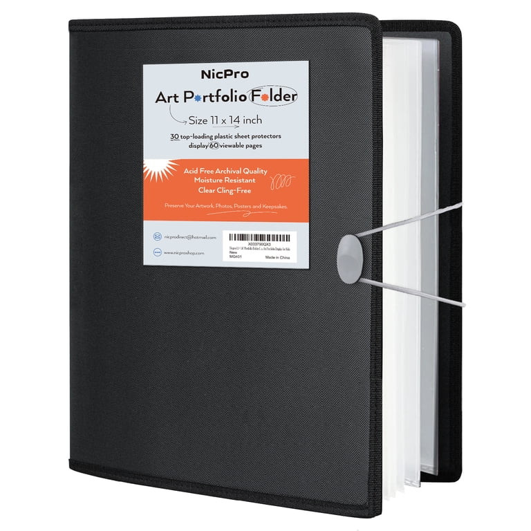 Nicpro 11x14" Art Portfolio Folder, 30 Pockets Display 60 Pages Art Painting Portfolio Binder | Walmart (US)