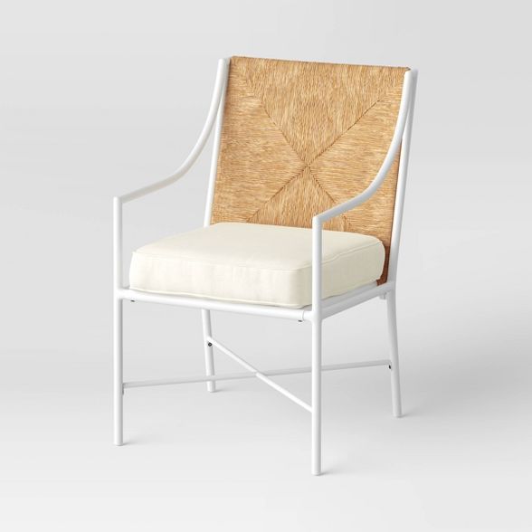 Stanton 2pk Rush Weave Patio Dining Chairs - White/Natural - Threshold™ designed with Studio Mc... | Target