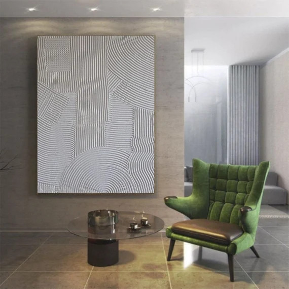 White Rich Texture Extra Large Original Art Canvas, Abstract Painting, Modern Art Loft style,Cont... | Etsy (US)