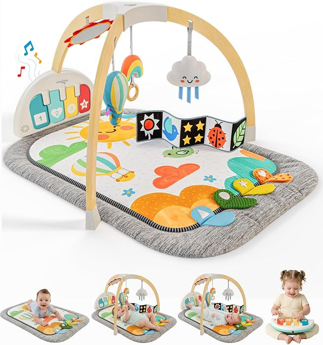 Move2Play, Montessori Inspired Wooden Kick & Play Baby Gym | Musical Piano | Tummy Time Activity ... | Amazon (US)
