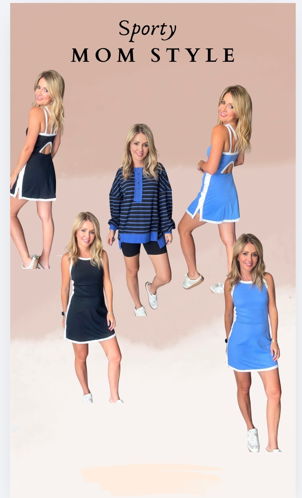 Sporty mom style
Tennis dress w built in shorts & pads
Long puller over 
Biker shorts

#LTKgrwm #LTKootd #LTKActive