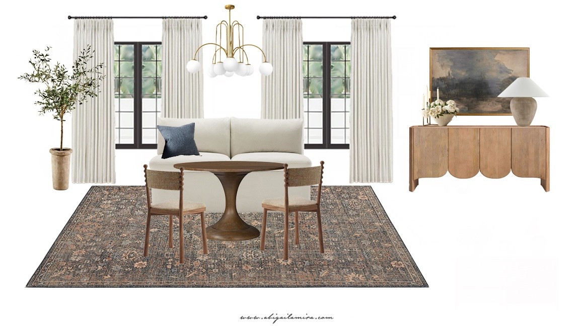 A COZY, COLLECTED BREAKFAST NOOK: DESIGNING A WARM, WELCOMING MULTIFUNCTIONAL SPACE
Creating a multifunctional living space that feels both curated and effortless is all about balance — blending tones, textures, and silhouettes in a way that feels layered yet calm. This warm and welcoming nook design does precisely that. With its soft curves, rich wood accents, and timeless color palette, this space is an invitation to slow down, sip coffee, and enjoy meaningful moments at home. See the full post at www.abigailamira.com


#LTKHoliday #LTKSeasonal #LTKHome