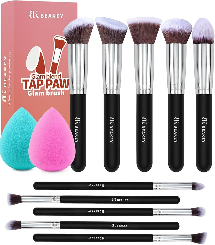 BEAKEY Makeup Brushes 12Pcs Makeup Brush Set, Premium Synthetic Kabuki Foundation Face Powder Con... | Amazon (US)
