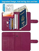 Airtag Passport Holder Cover Wallet RFID Blocking Leather Case Travel Essentials Luggage Accessor... | Amazon (US)