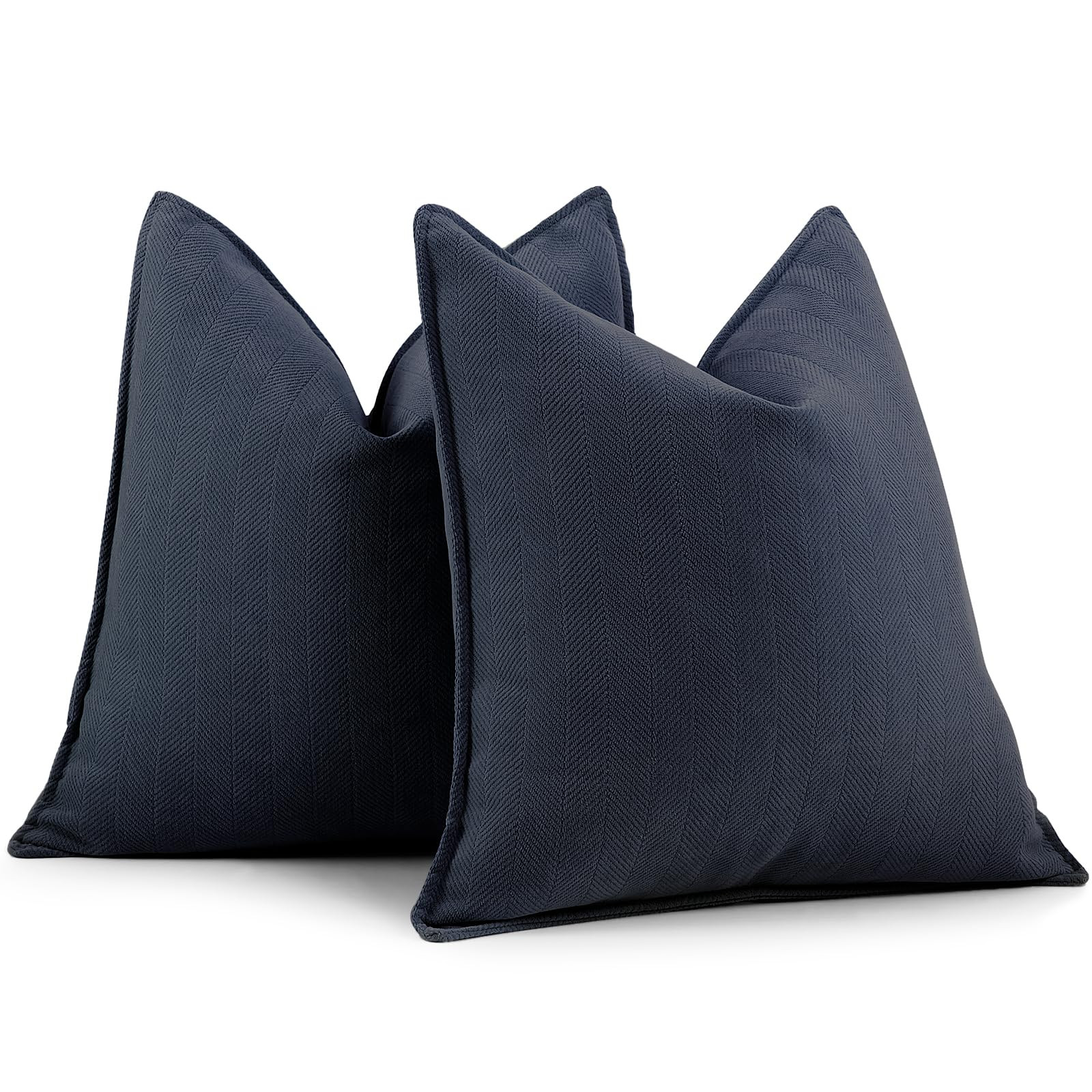 ZWJD Navy Pillow Covers 18x18 Set of 2 Chenille Throw Pillow Covers with Elegant Design Soft and ... | Amazon (US)