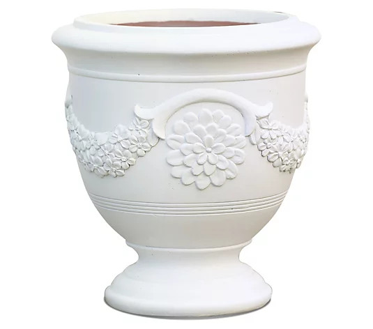 LuxenHome White MgO Floral 16"H Urn Planter - QVC.com | QVC