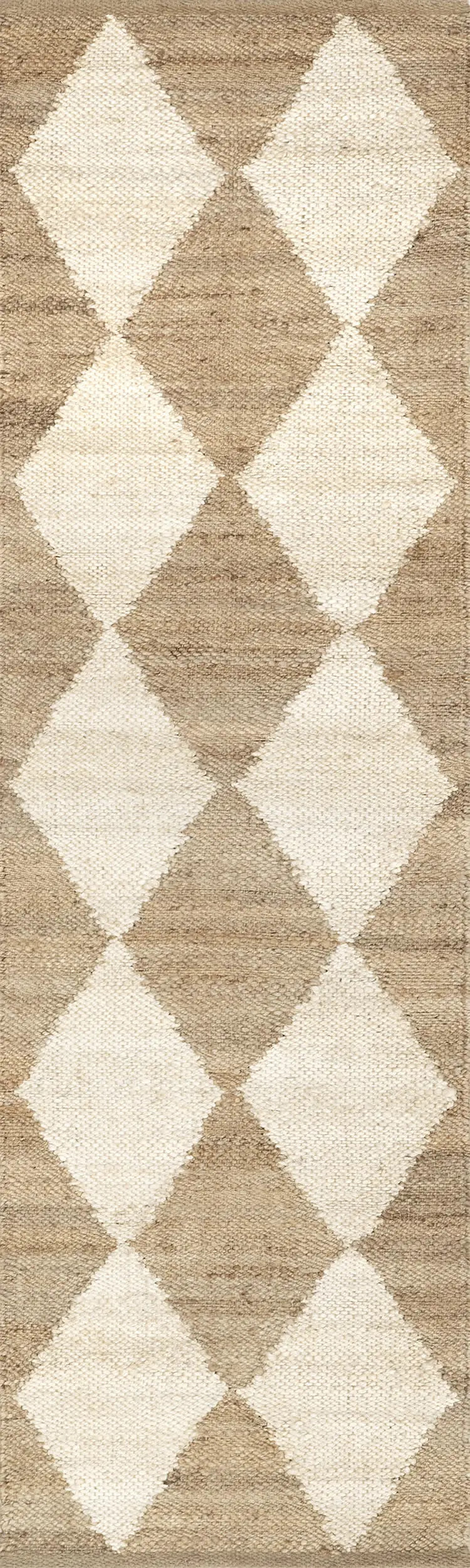 Louie Diamond Checkerboard Jute Rug | Natural | Rugs USA