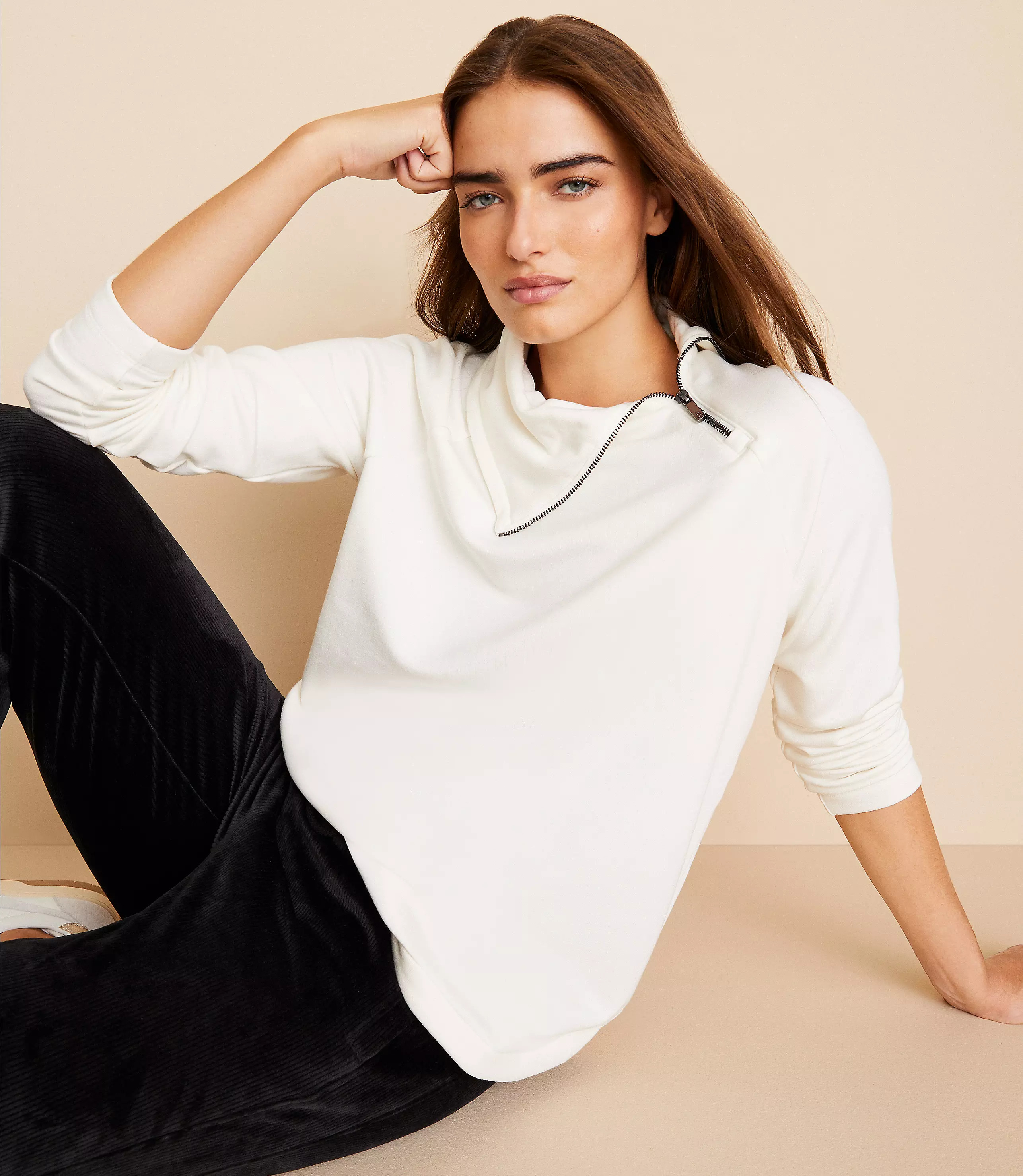 Lou & Grey Signaturesoft Zip Neck Sweatshirt | LOFT