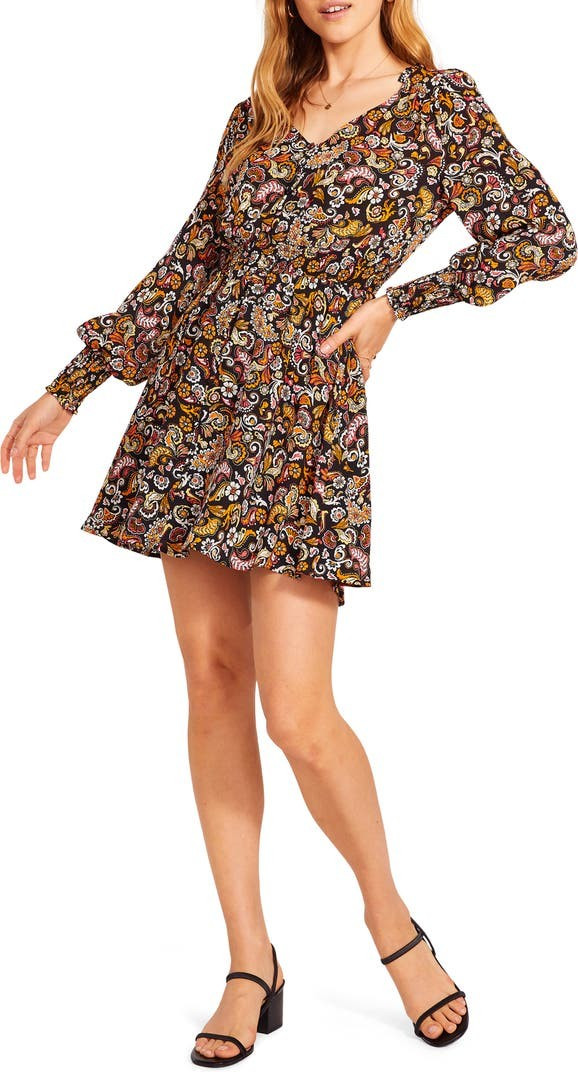 BB Dakota x Steve Madden Asheville Petal Paisley Long Sleeve Minidress | Nordstrom