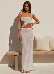 Shellbound Crochet Maxi Dress - Ivory | Peppermayo (Global)