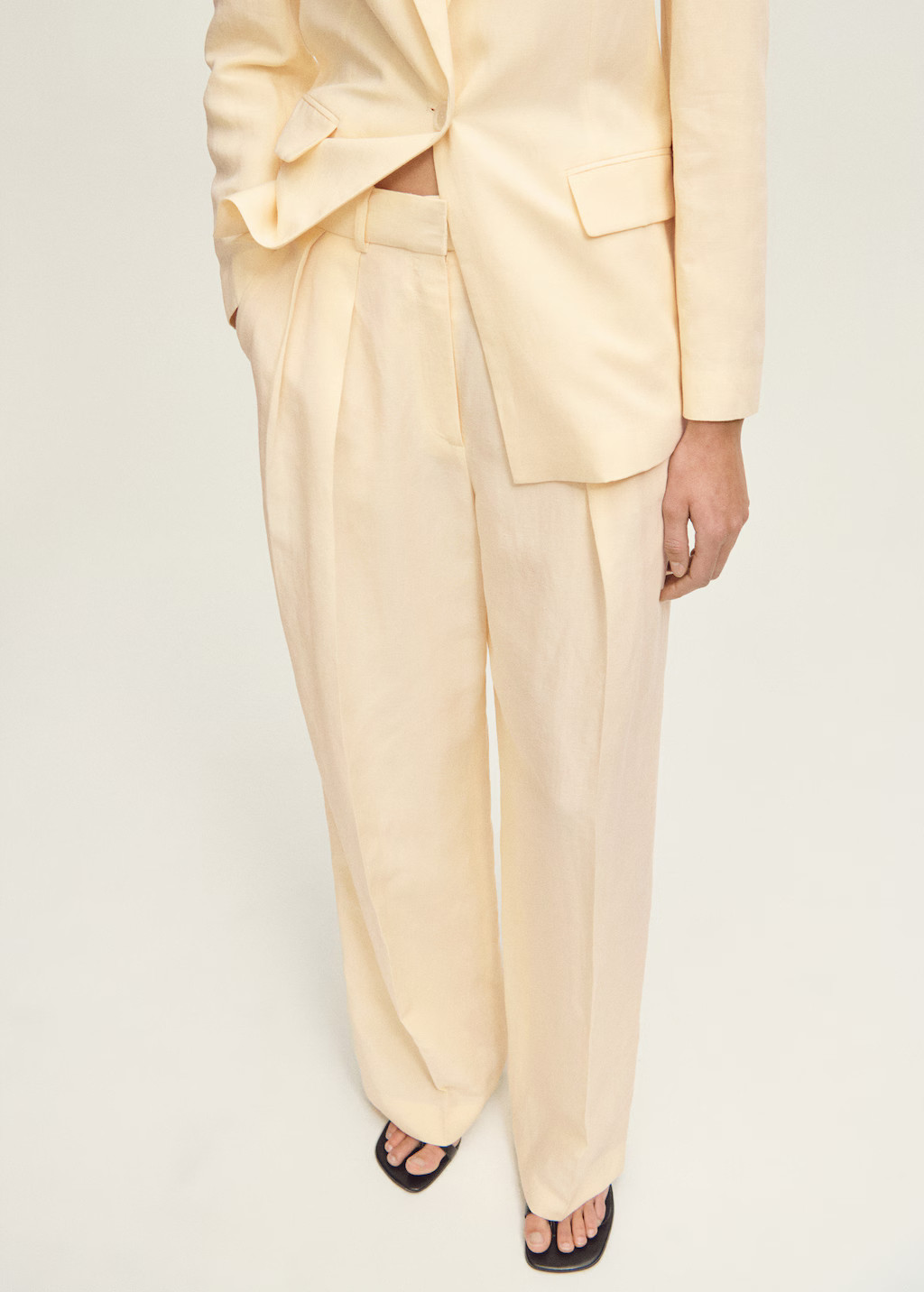 Straight-fit linen-blend suit trousers - Women | MANGO United Kingdom | MANGO (UK)