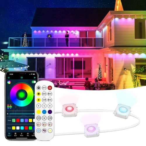 Permanent Outdoor Lights,Smart RGBIC Outdoor Lights with 75 Scene Modes,150ft with 100 LED Eaves string Lights,IP67 Waterproof,Holiday,party,Halloween,Christmas decoration,With App and Remote | Amazon (US)