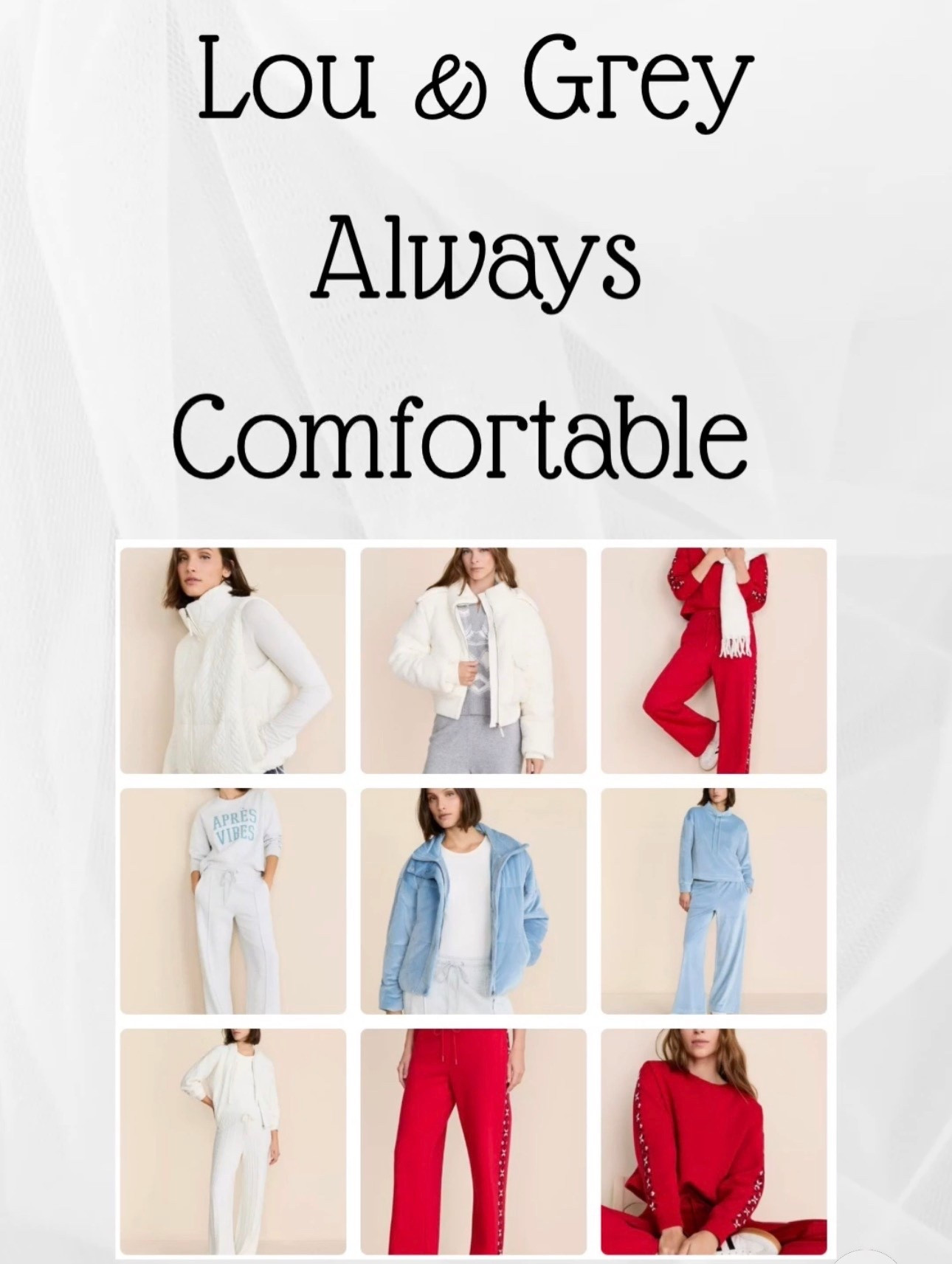 As an active mom who teaches group fitness classes, I really enjoy the cozy feel of Lou & Grey. I recently found their butter-soft leggings, and they’ve quickly become a favorite in my wardrobe. They’re super flattering and perfect for yoga and pilates. One of my go-to pieces is the scuba soft whisper white pullover, along with the beautiful tango red wide-leg sweats paired with matching top. Each piece is well-made, comfortable, and washes beautifully, making my everyday athleisure feel special and stress-free. 

#LTKfitnessgoals #LTKmomlife #LTKActive