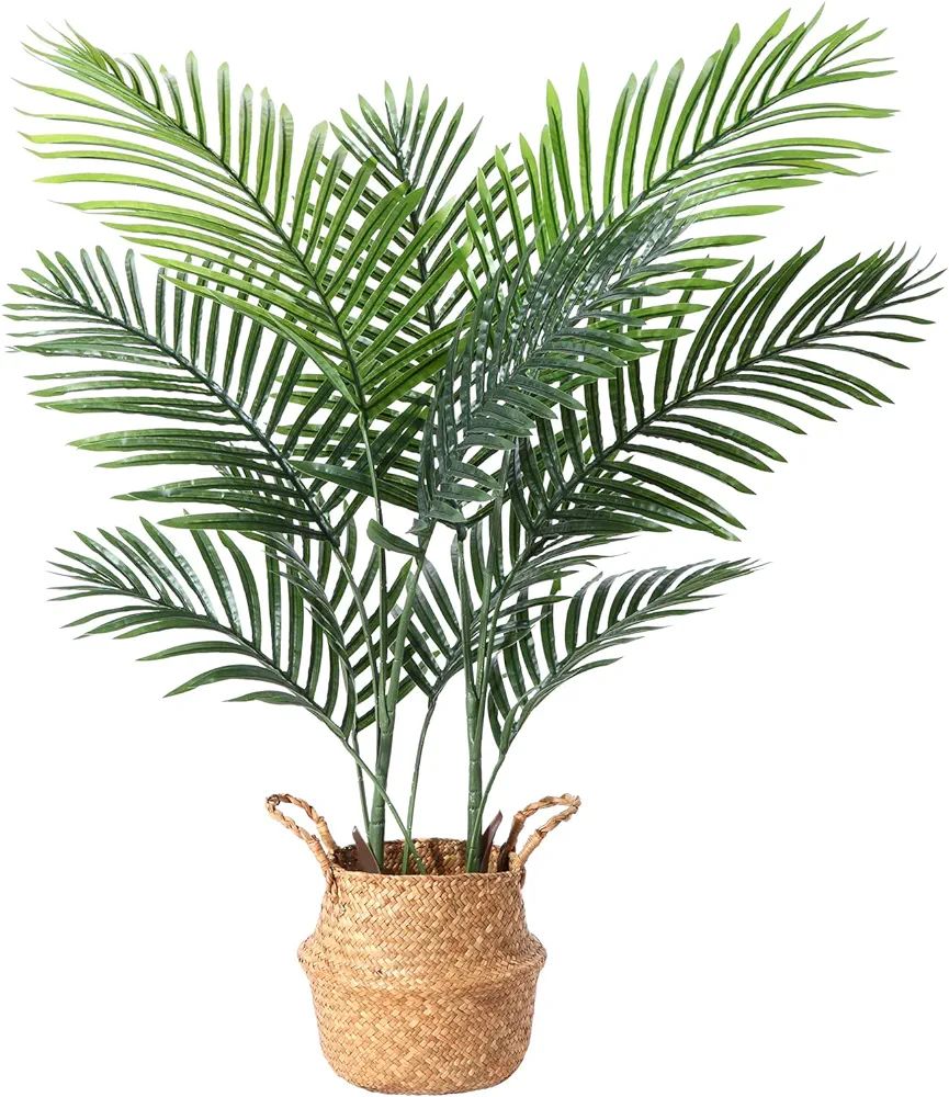 Artificial Palm Trees 3.6 Ft Fake Areca Tree ,Tropical Faux Palm Tree with 10 Trunks ,Woven Seagr... | Amazon (US)