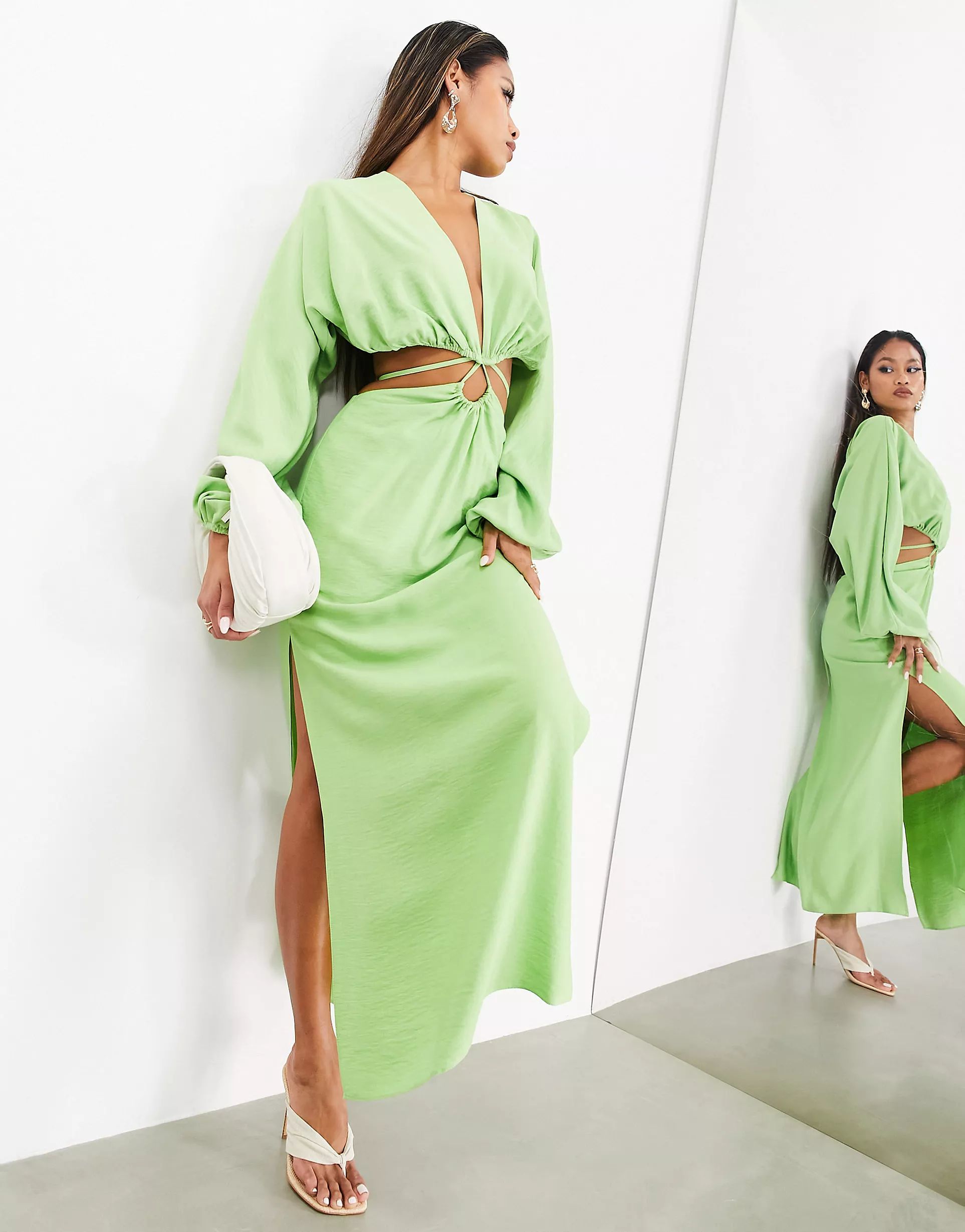 ASOS EDITION cut out detail midi dress in apple green | ASOS | ASOS (Global)