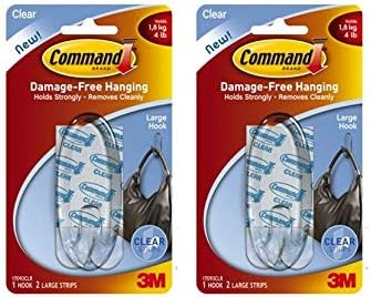Adhesive Hanging Hook, Large, Holds 4lbs, Clear, 2 Pack | Amazon (US)