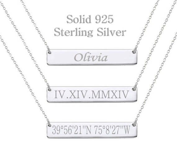 925 Sterling Silver Custom Name Necklace Personalized Name Necklace Bar Necklace Name Bar Necklac... | Etsy (US)