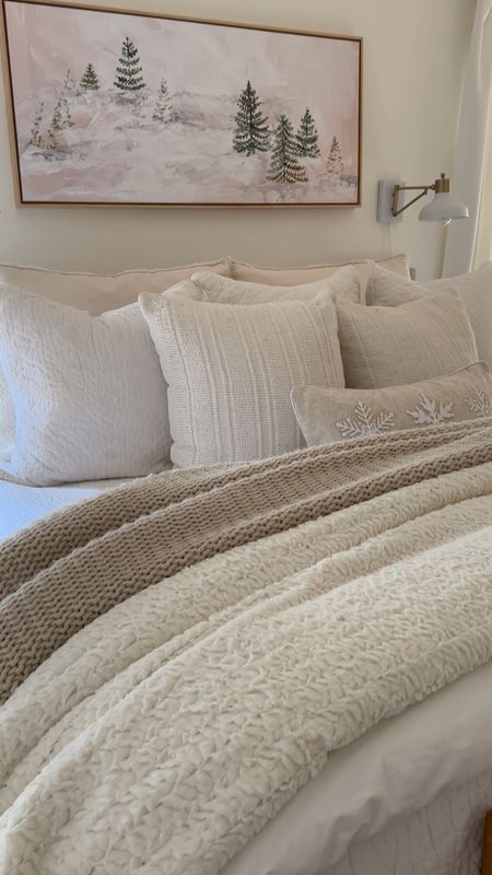 Embrace Winter Coziness without the 'Holiday Bedding' Hype! ❄️✨
🎄Use code SHEGAVEITAGO for the artwork! 

You don't need an entire holiday bedding set to transform your bed into a winter wonderland!
1. Start with a plush faux fur comforter for that irresistible snuggle factor.
2. Mix in textured cream pillows to create a luxurious, inviting look.
3. Add a touch of snowflake with a charming lumbar snowflake pillow.
Discover how to create a cozy and inviting bedroom that's perfect for the season without breaking the bank.
Follow along for more home decor tips that won't just inspire but empower you to 'Give It A Go' in your own home.  

#LTKhome #LTKHoliday #LTKVideo