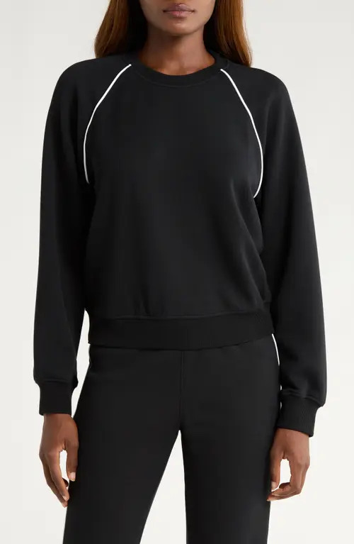 SPANX® Airpique Sweatshirt in Very Black at Nordstrom, Size Medium | Nordstrom