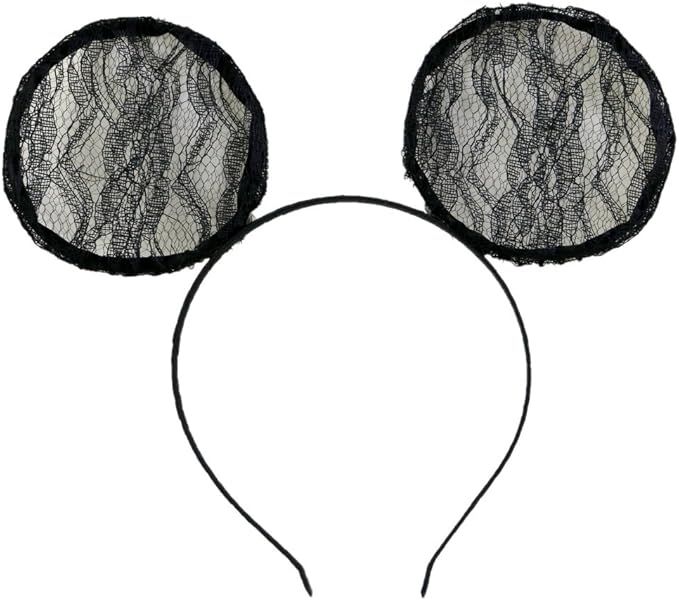 Lace Mouse Ears Headband Costume Party Accessory Black | Amazon (US)