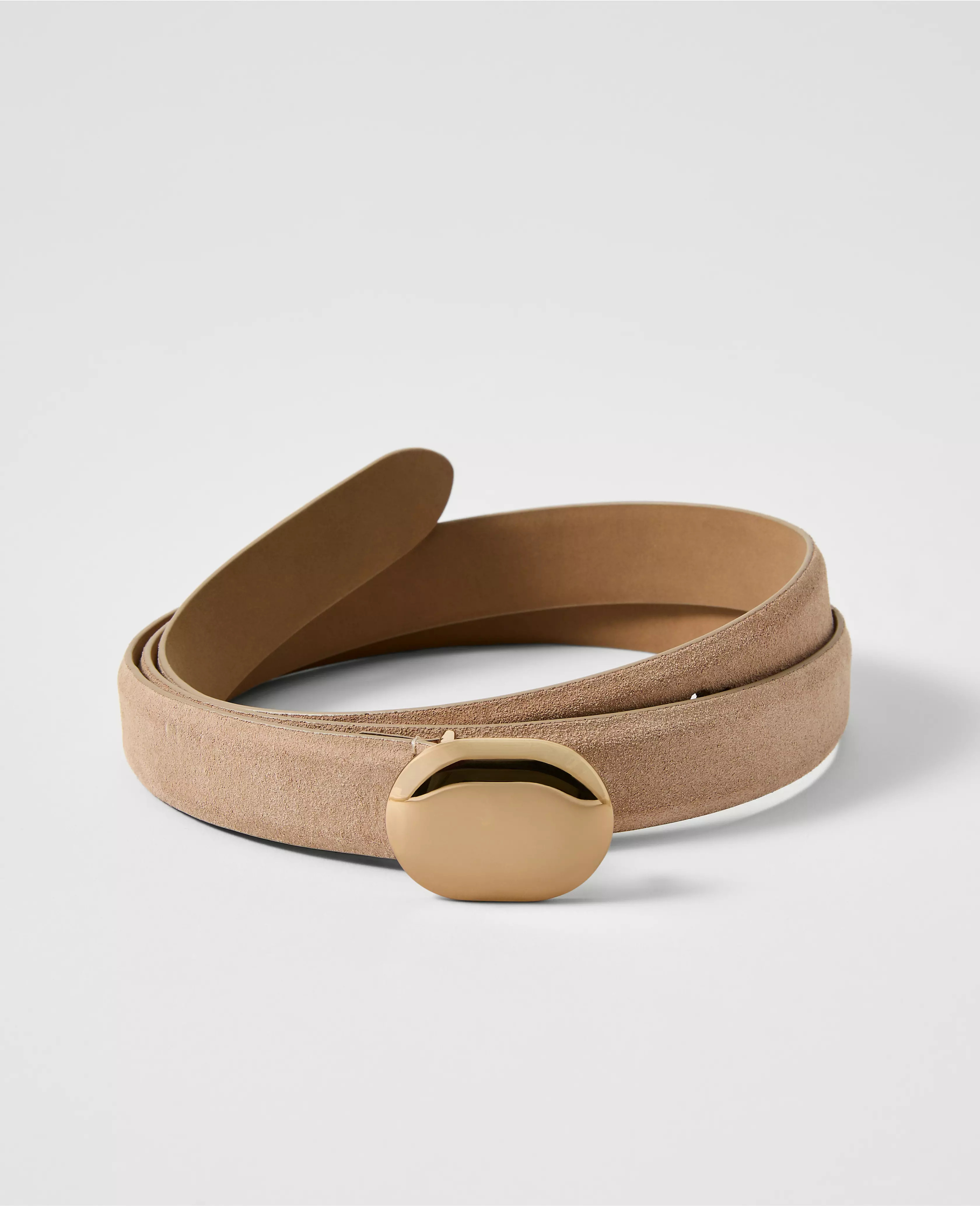 Suede Oval Buckle Belt | Ann Taylor