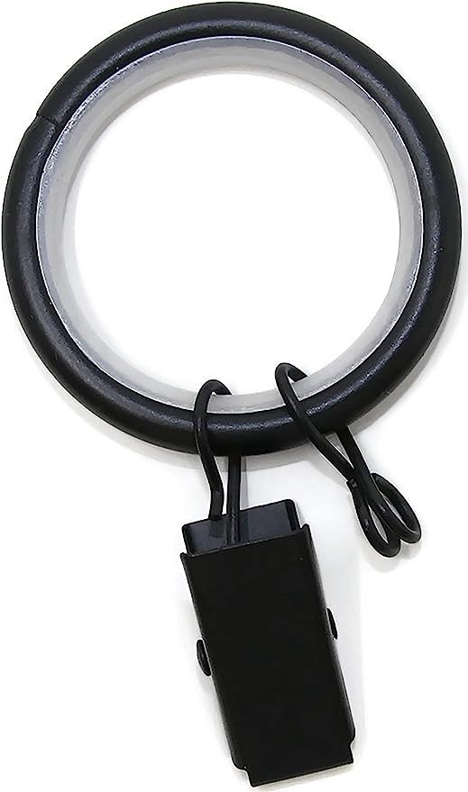 Urbanest 1.25" Quiet Smooth Drapery Curtain Rod Rings for 1" Rod with Clips, Eyelets and Nylon In... | Amazon (US)