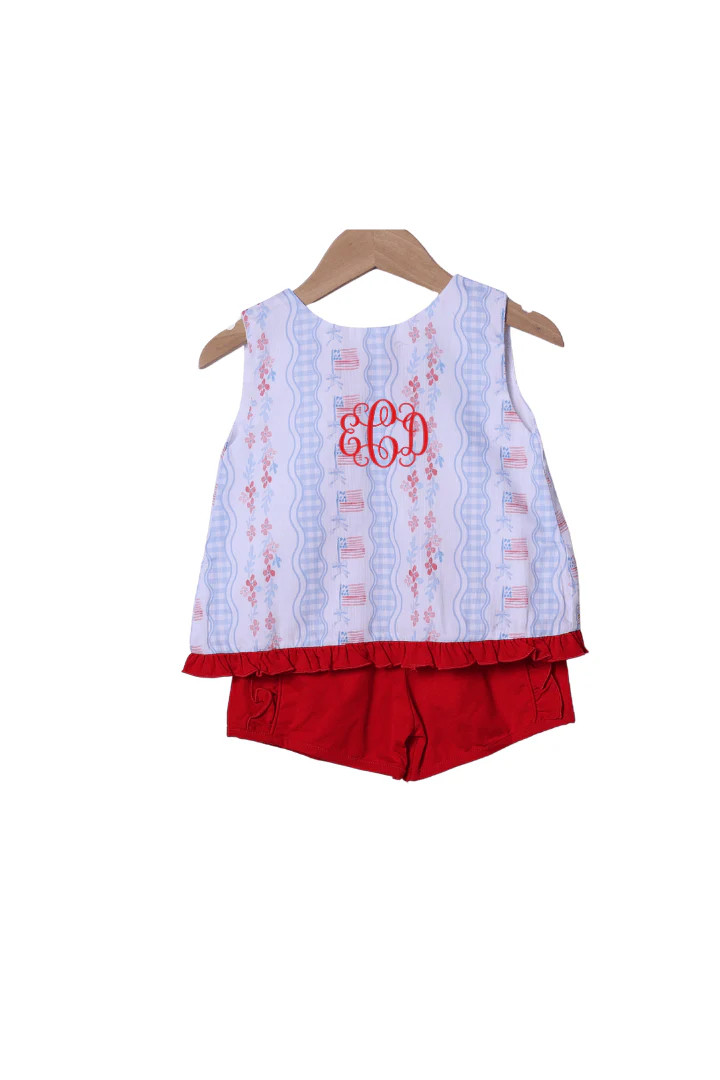 All American Girl Red and Blue Short Set | The Smocked Flamingo