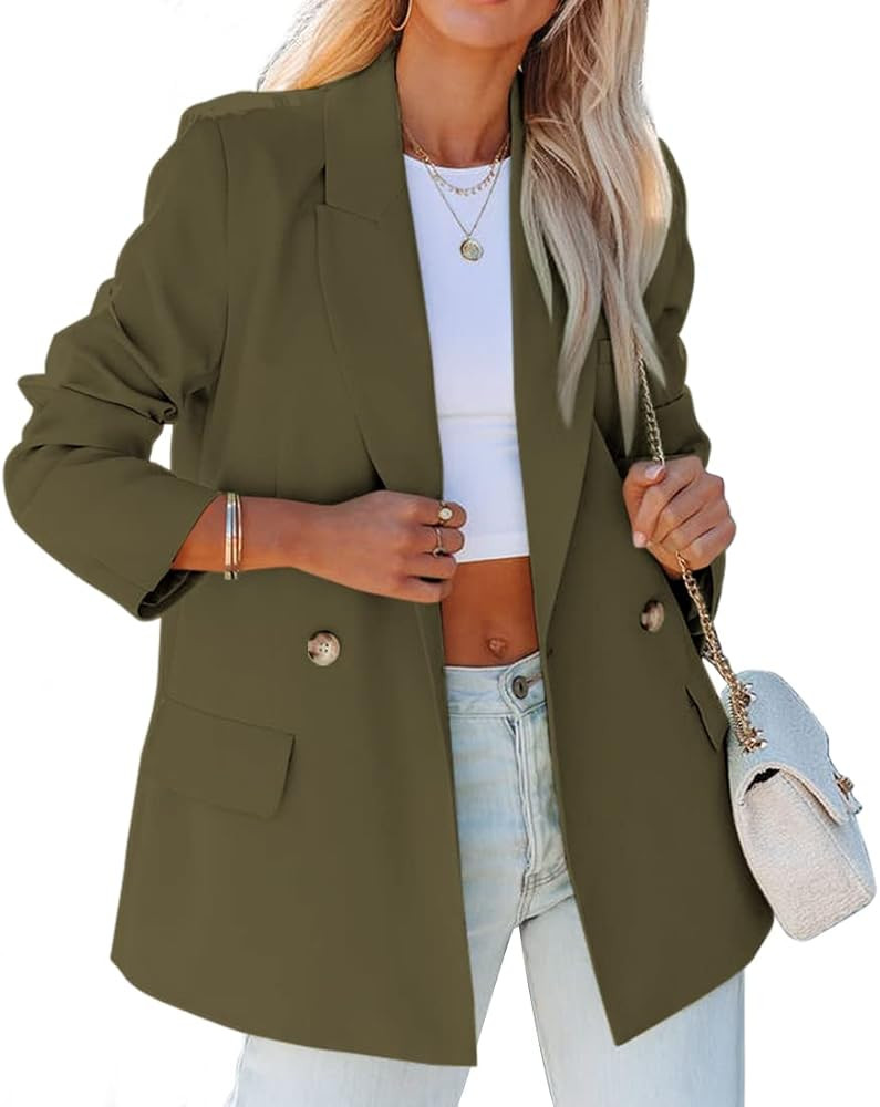 Women Casual Elegant Lightweight Solid Color Lapel Blazers Open Front Long Sleeve Work Office Jac... | Amazon (US)