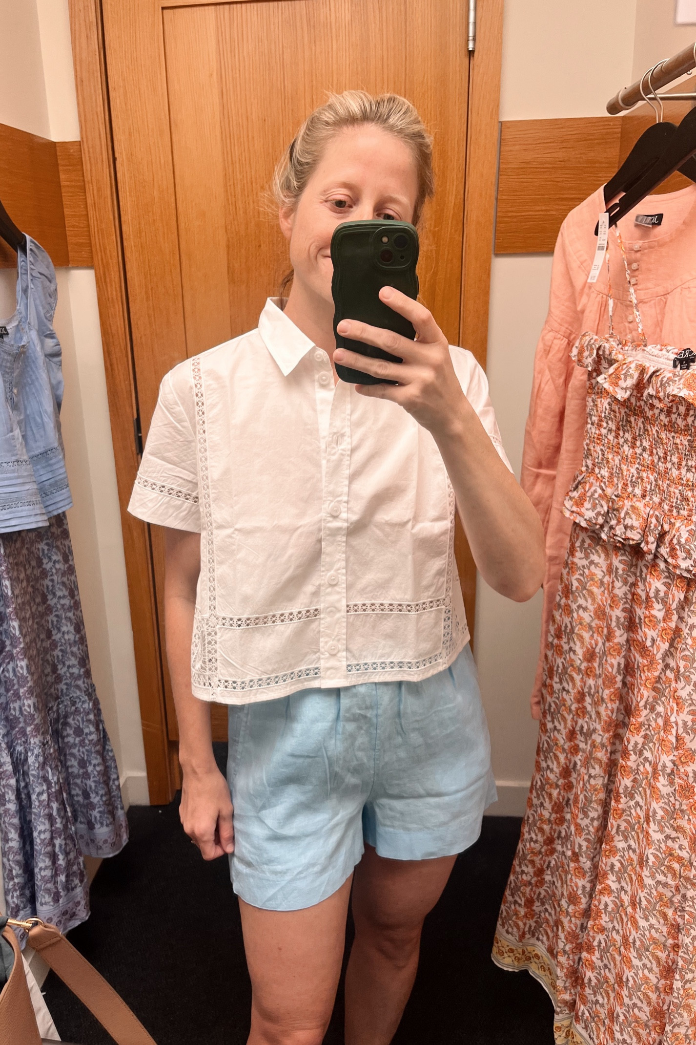 white eyelet top - white top - summer tops - linen shorts - jcrew tryin - jcrew top - jcrew eyelet top - jcrew linen shirts - light blue linen shorts

#LTKFindsUnder100 #LTKSummerEdit