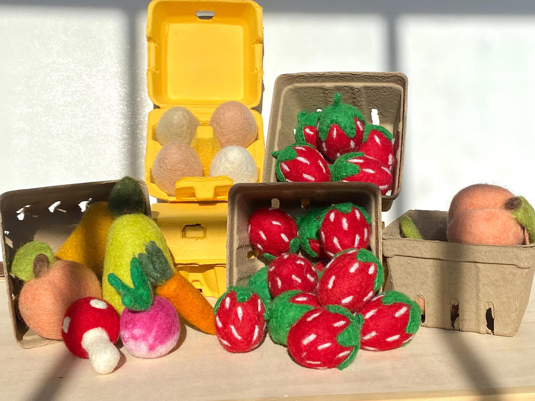 Felt Farmers Market, Felt Food, Fruits, Vegetables, Eggs, Pretend Play, Play Food, Montessori, St... | Etsy (US)
