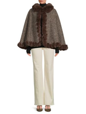Faux Fur Trim Ruana | Saks Fifth Avenue OFF 5TH