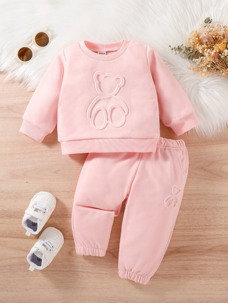 Baby Bear Embossed Sweatshirt & Sweatpants | SHEIN