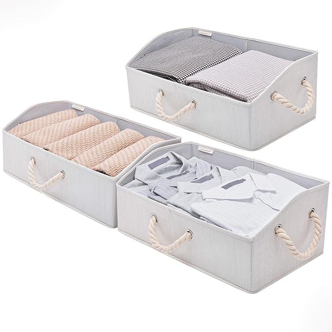 StorageWorks Closet Storage Bins, Trapezoid Storage Box, Fabric Bins and Baskets, Mixing of Beige... | Amazon (US)