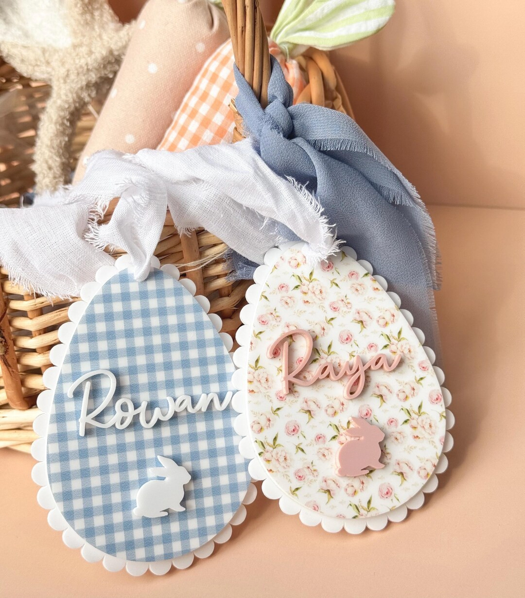 Easter Basket Tag, Personalized Easter Basket Name Tag, Custom Easter Tag, Bunny Tag, Bow, Acryli... | Etsy (US)