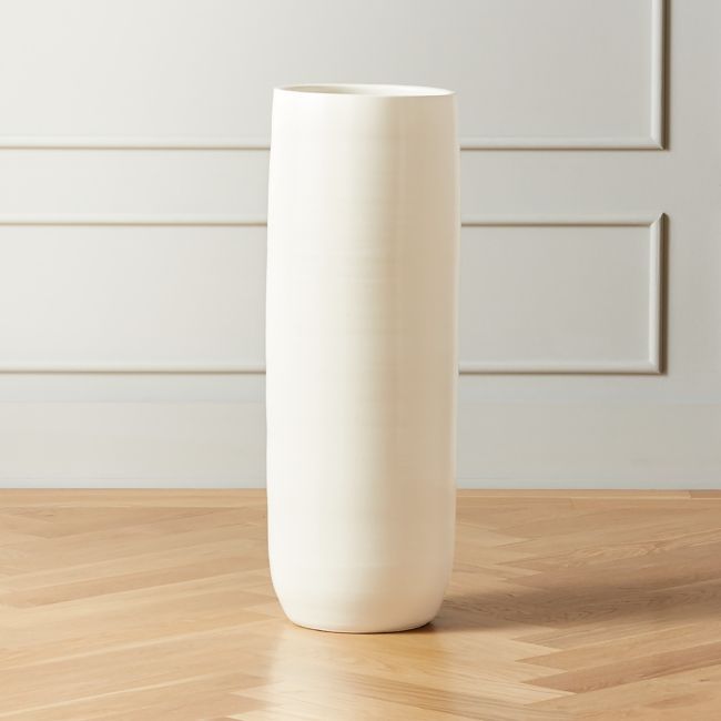 Rie Large White Hand-Thrown Vase | CB2