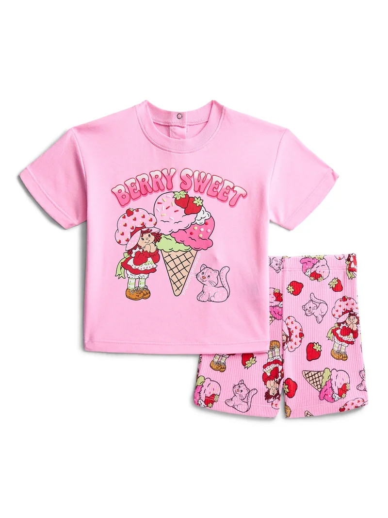 Strawberry Shortcake Baby Girls Short Sleeve Graphic Tee and Matching Bike Shorts Set, 2-Piece, S... | Walmart (US)