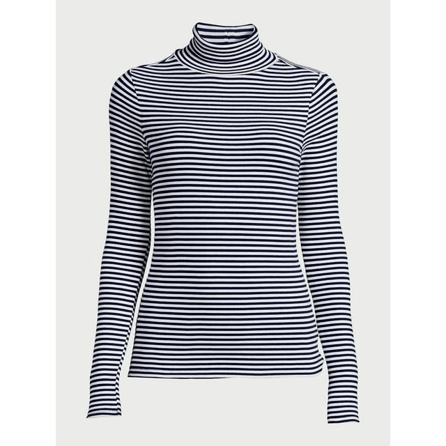 Free Assembly Women's Fine Ribbed Turtleneck with Long Sleeves, Lightweight, Sizes XS-XXXL | Walmart (US)