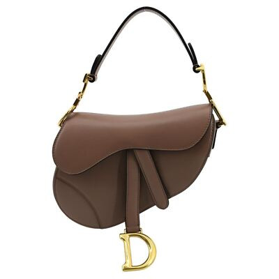 CHRISTIAN DIOR Saddle Grained Leather Shoulder Bag Brown | eBay US