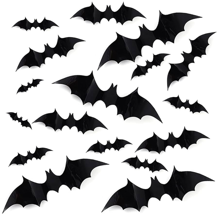 DIY Halloween Party Supplies PVC 3D Decorative Scary Bats Wall Decal Wall Sticker, Halloween Eve ... | Amazon (US)