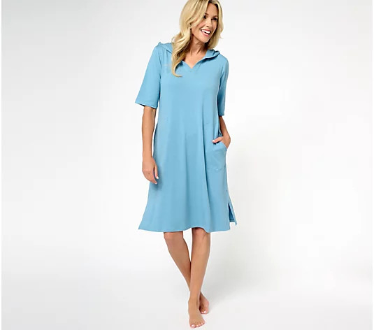Cuddl Duds Cotton Core Hoodie Lounger Dress | QVC