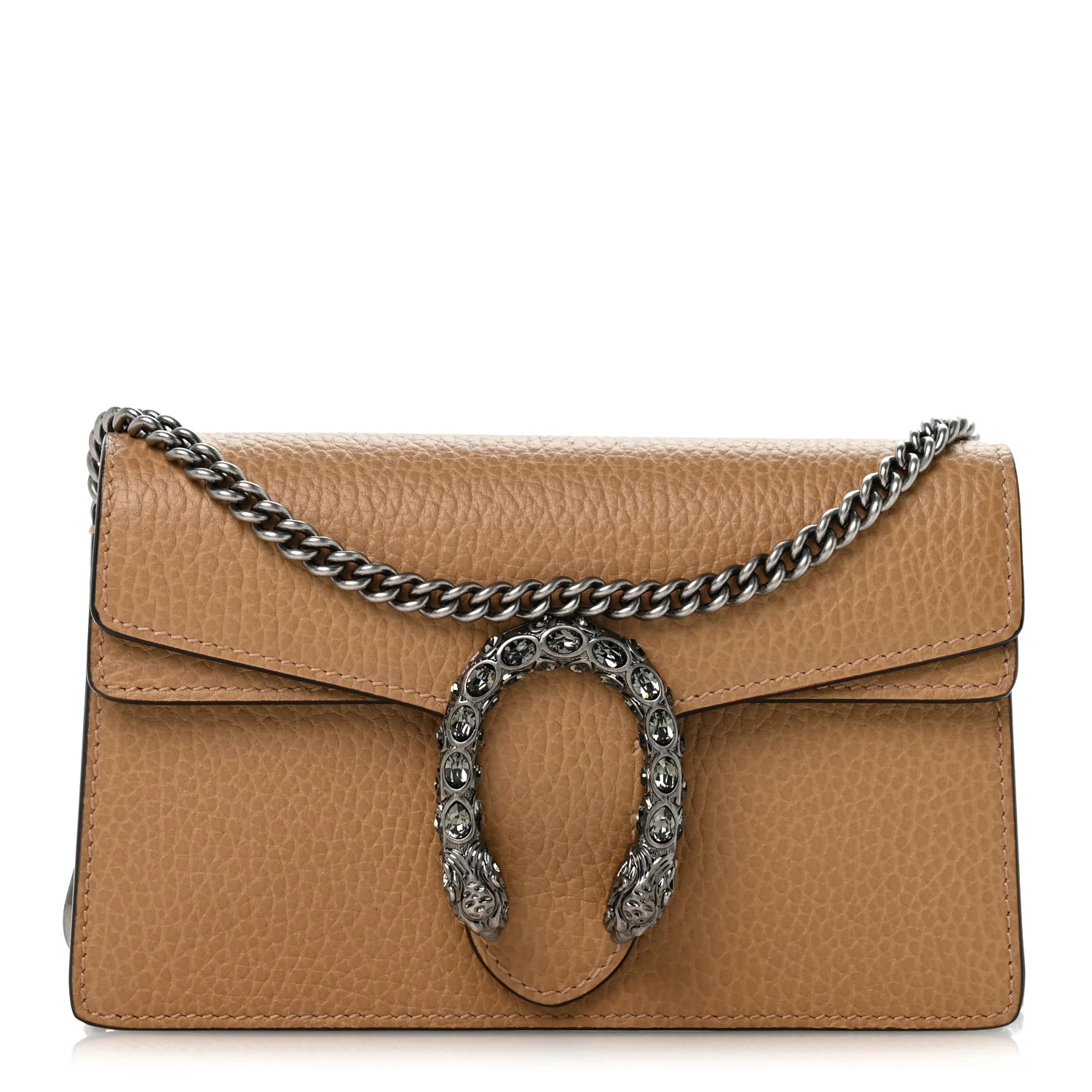 Gucci Dollar Calfskin Crystal Super Mini Dionysus Shoulder Bag Natural Tan Black Diamond 1961987 | FASHIONPHILE (US)