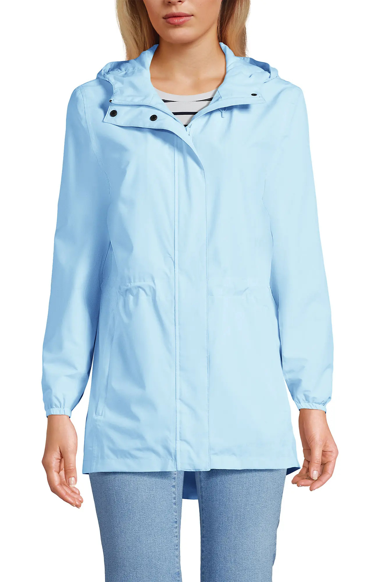 Lands' End Waterproof Hooded Packable Raincoat in Black at Nordstrom, Size Small | Nordstrom