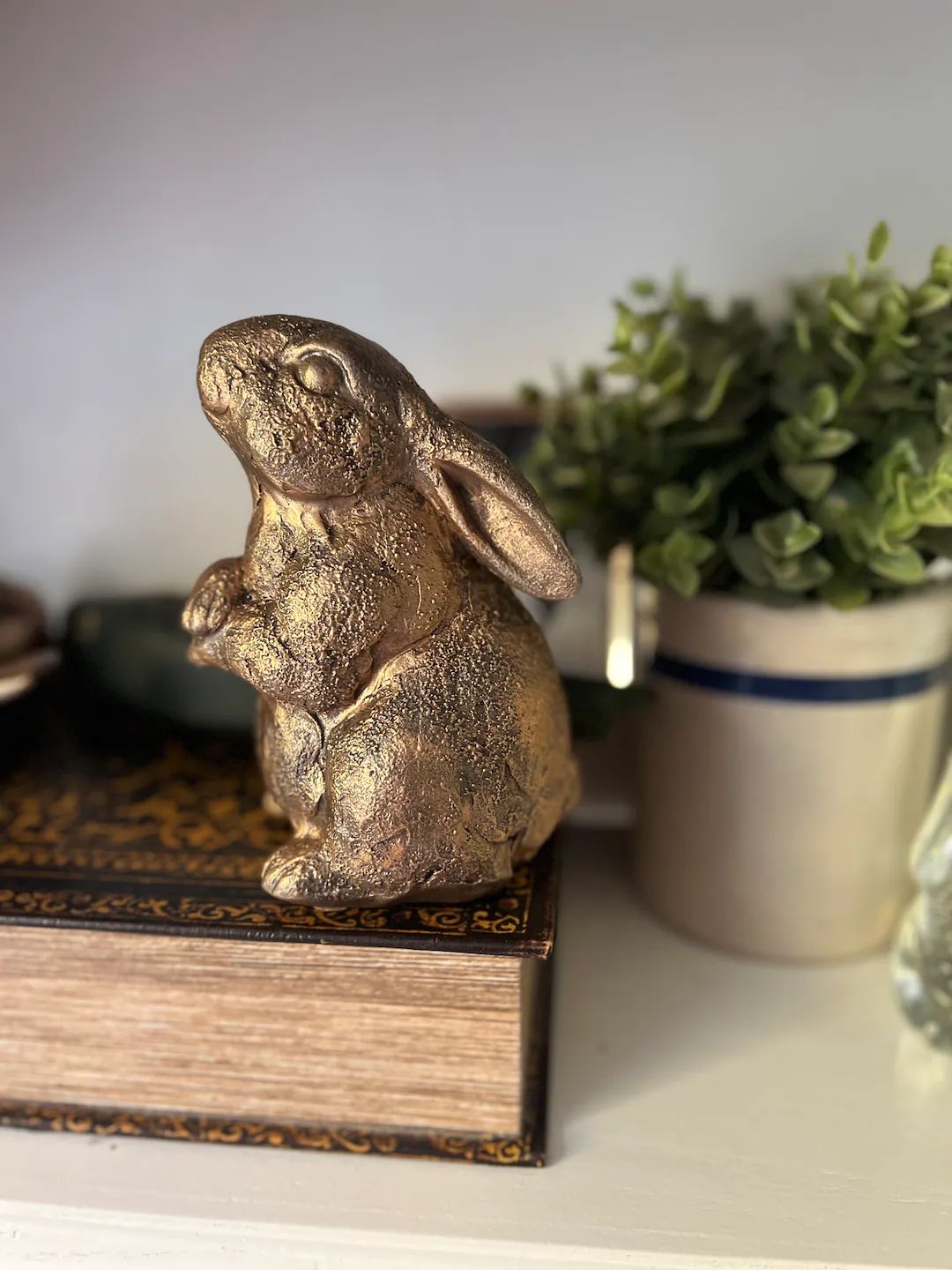 Antiqued Gold Bunny Shelf Sitter | Etsy (US)