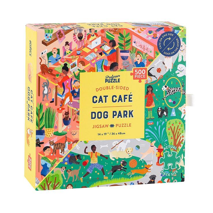 Professor Puzzle USA, Inc. Cat Cafe & Dog Park Double Sided 500 Piece Jigsaw Puzzle | Target