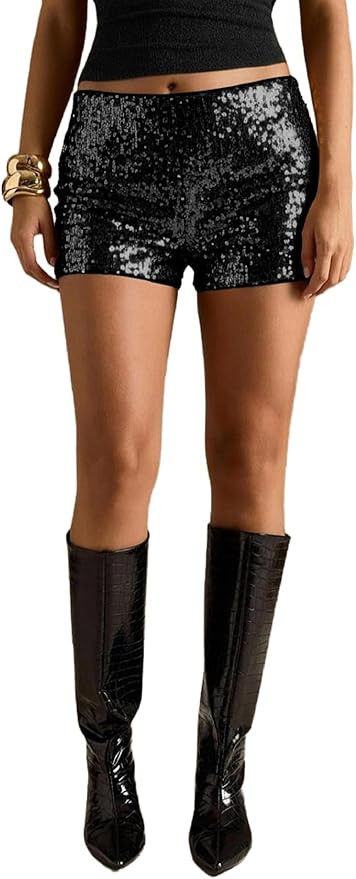 MakeMeChic Women's Cheetah Print Shorts Y2K Sequin Leopard Mini Micro Shorts | Amazon (US)