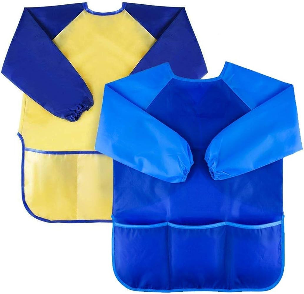 Jolik 2 Pack Kids Art Smocks Children Waterproof Artist Painting Aprons with Long Sleeve and 3 Pocke | Amazon (CA)