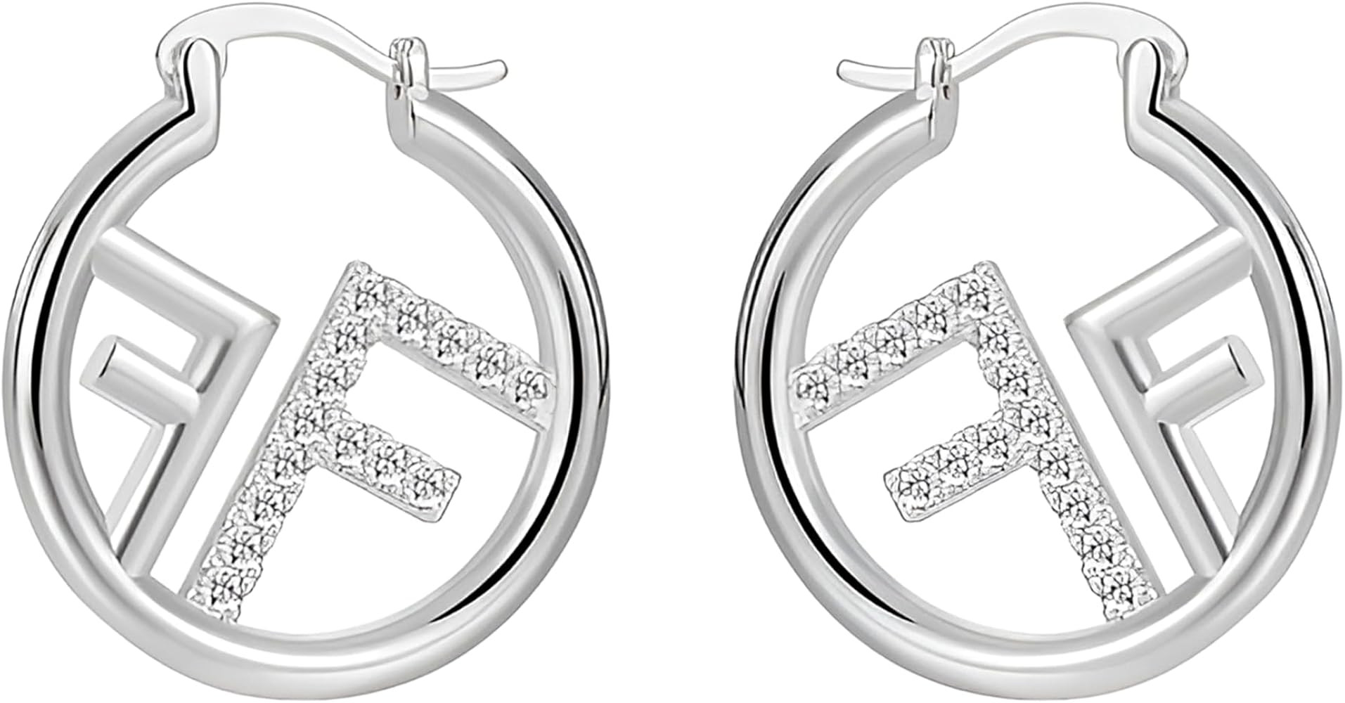 Hypoallergenic Gold Tone Letter F Earrings for Women - Delicate Diamond Initial Studs, Sensitive ... | Amazon (US)