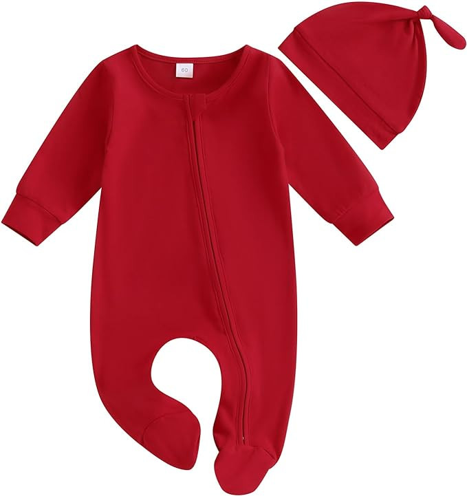 BULINGNA Newborn Baby Girls Boys Footies Jumpsuit Solid Color Knit Ribbed Zip Up One Piece Romper... | Amazon (US)
