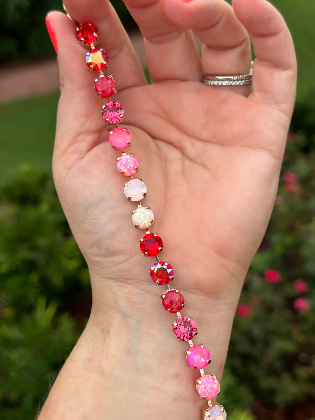 Strawberry Sangria 8mm Bracelet optional Tassel & Charm - Etsy | Etsy (US)