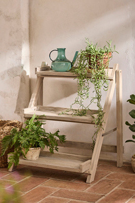3-Tier Folding Teak Plant Stand | Terrain